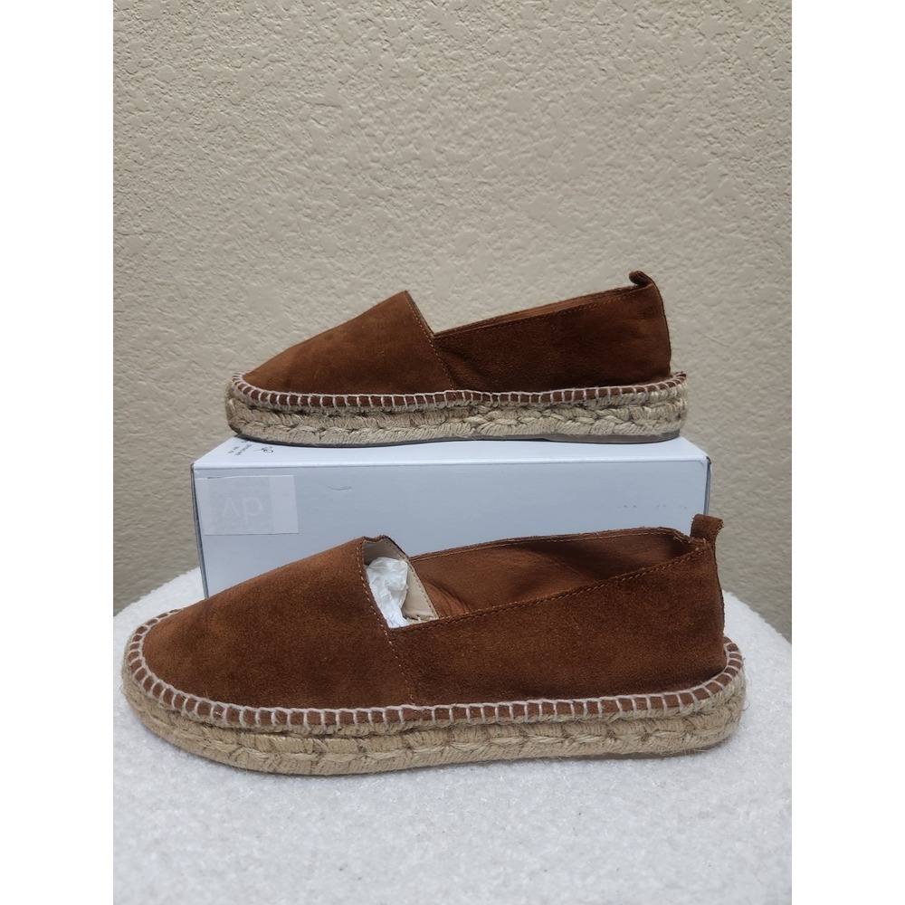 Zara Basic Brown Suede Espadrilles Flats Size 40 Women Spain Jute Slip On